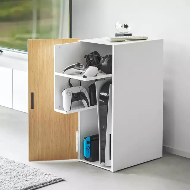 Yamazaki Beistellschrank Organizer für Spielekonsolen 24x60x36cm Tower weiß