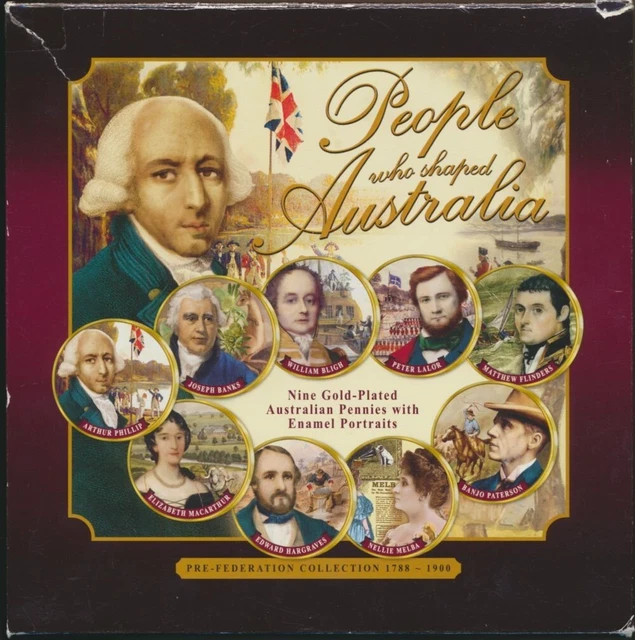 Australia: "People Who Shaped Australia" Enamel Gilt 1d 9 Coin Set RRP $129