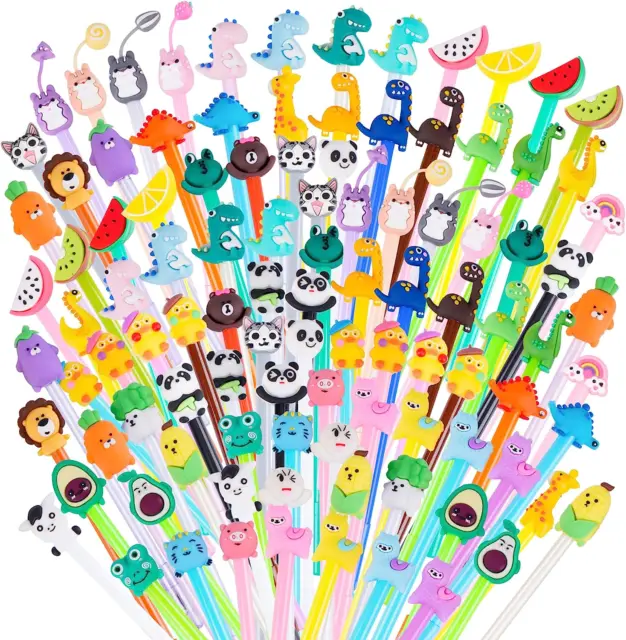 100 Pieces Kawaii Pens Cartoon Fun Pens Cute Animal Dinosaur Pens Black Gel Ink