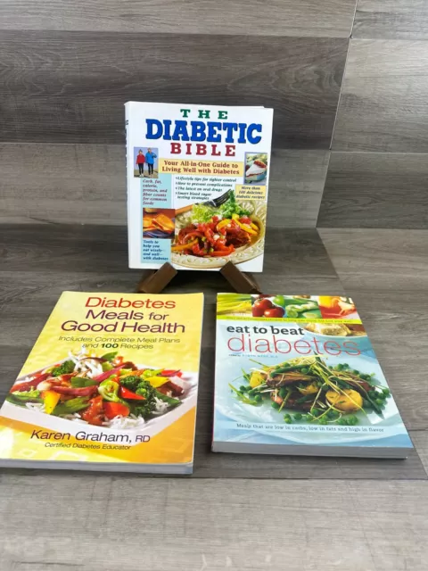 Lot of 3 Diabetic Cookbooks Recipes and Meal Plans and Living Well with Diabetes