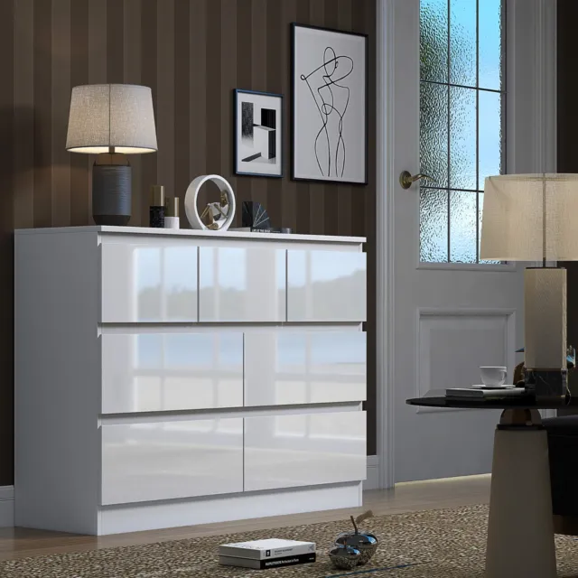 White High Gloss Chest Of Drawers Modern Bedside Bedroom Furniture New Design