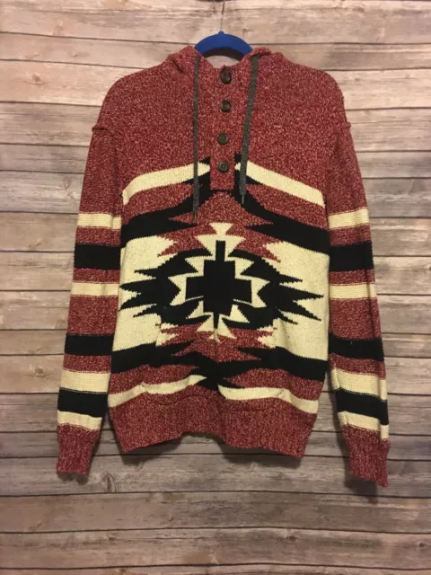 American Eagle Outfitters Womens Striped Hooded Sweater Medium Knit Buttoned