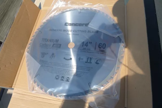 Concord General Wood Cutting Saw Blade, 14", 60 Teeth, Titanium Carbide