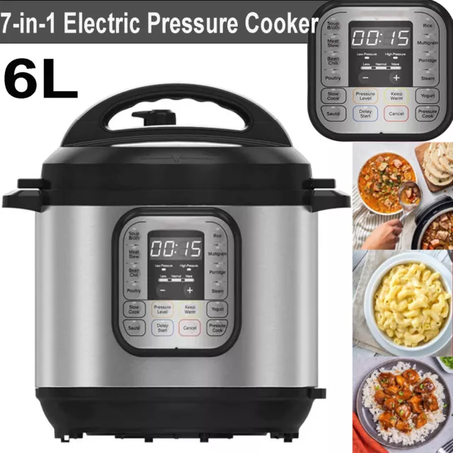 6L Electric Pressure Cooker 1000W Portable 7 in1 Rice Cooker Non Stick Slow Bake