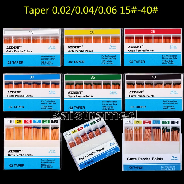 AZDENT Dental Absorbent Point Gutta Percha Points Taper 0.02 #15-#40