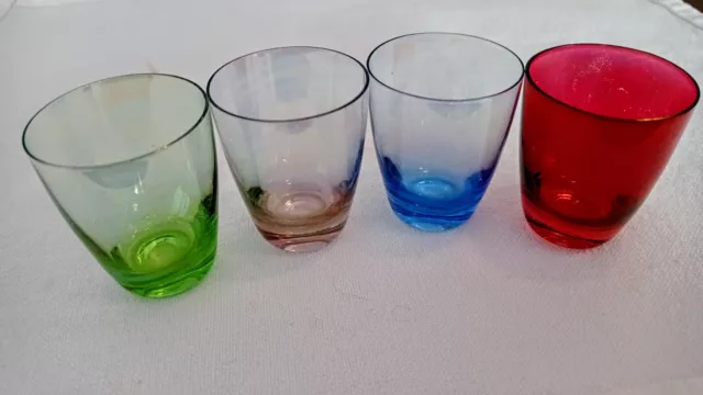 4 Vintage Schnapsgläser 50er 60er irisierend MID CENTURY Glas 5,3 cm