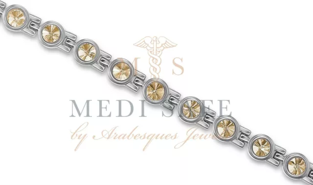 Ladies Titanium Peach Swarovski Crystal Magnetic Health Pain Relief Bracelet