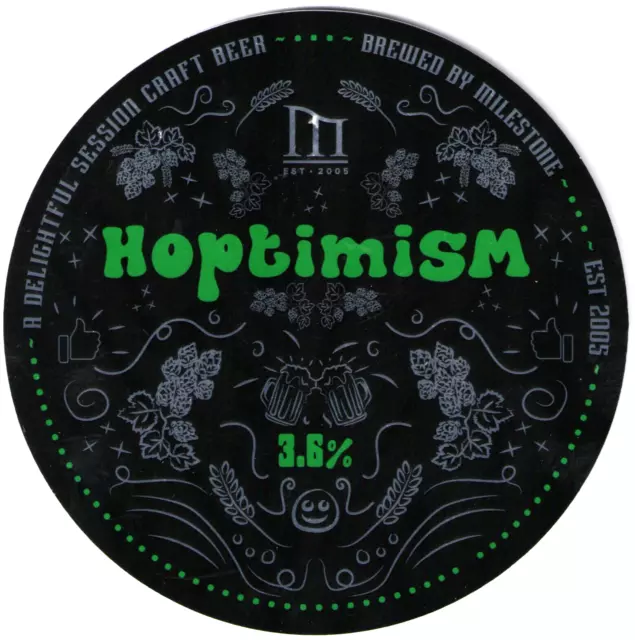 Beer Pump Clip Badge Front MILESTONE Brewery HOPTIMISM - Festive Theme
