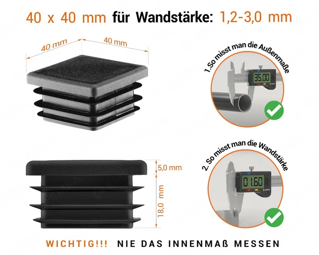Quadratrohrstopfen 25 x 25 x 2 mm