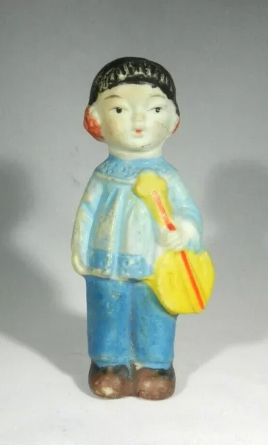 Vintage Bisque Porcelain Japanese Girl with Musical Instrument