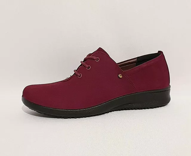 Chaussures décontractées plates en cuir nubuck rouge Maya Bordeaux chaudes pour femmes Royaume-Uni 3 femmes