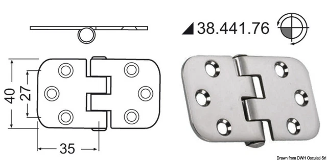 Charnière Inox Enver 70x39 MM Marque Osculati 38.441.76