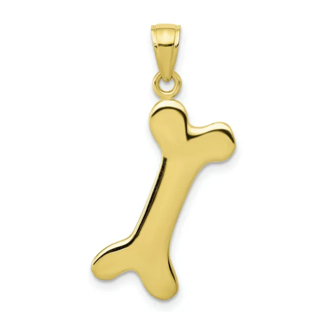 10k Yellow Gold Solid Polished Dog Bone Charm Pendant