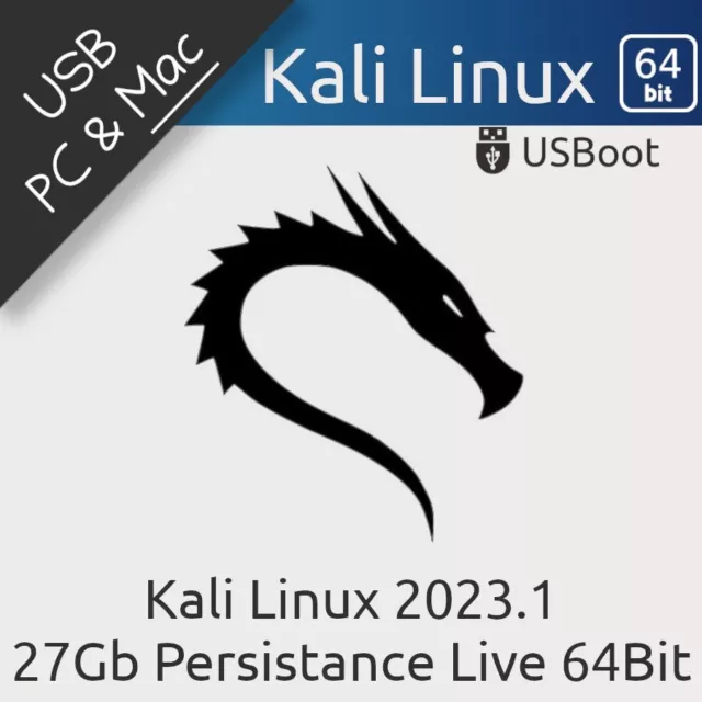 Clé Usb Kali Linux 2023.1 32Gb Avec Persistance 27Gb Bootable Install/Live