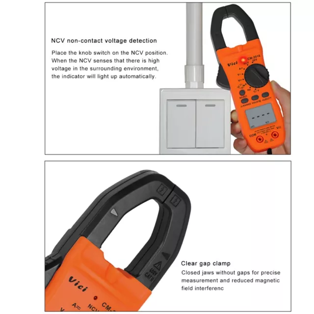 Digital Multimeter Handheld Clamp Meter AC DC OHM Amp Volt Voltage Tester Probe 2