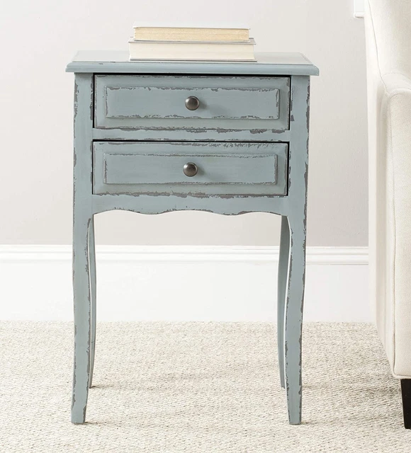 Home Collection Lori Pale Blue and White Smoke 2-Drawer End Table