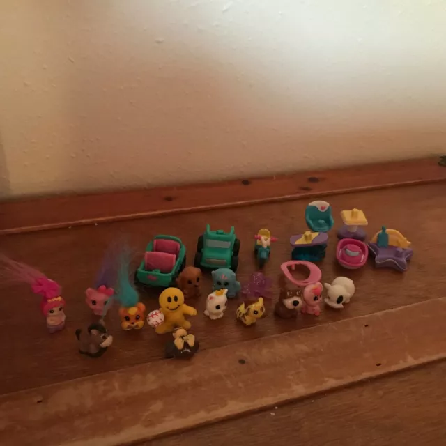 Used Lot of Animals Girl Boat Car Trike Rubber Squinkies Figures   – all include