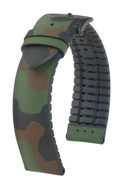 Hirsch John 22 mm green camouflage watch strap, length L