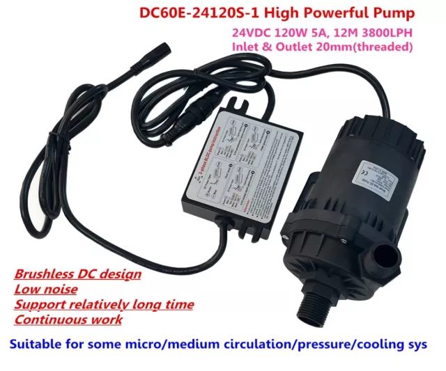 DC60E-24120S-1 High Powerful 24V 120W Micro Brushless DC Water Pump 12m 3800LPH