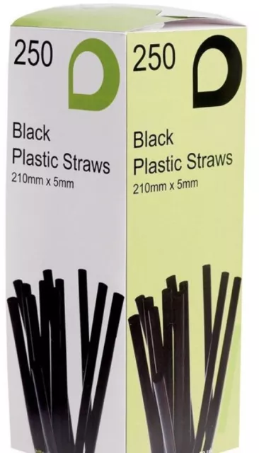 1250 pajitas de plástico negro 210 mm x 5 mm pajitas flexibles flexibles para bebidas en fiestas