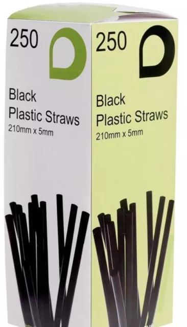 2500 pajitas de plástico negro 210 mm x 5 mm pajitas flexibles flexibles para bebidas en fiestas