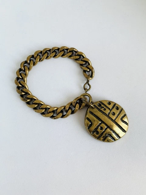Bracelet Vintage Michel Buffet Années 70 - Laiton Doré Made In France Pour Femme