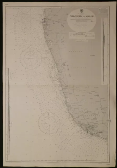 Nautical Chart Colombo to Galle Sri Lanka Admiralty 1976