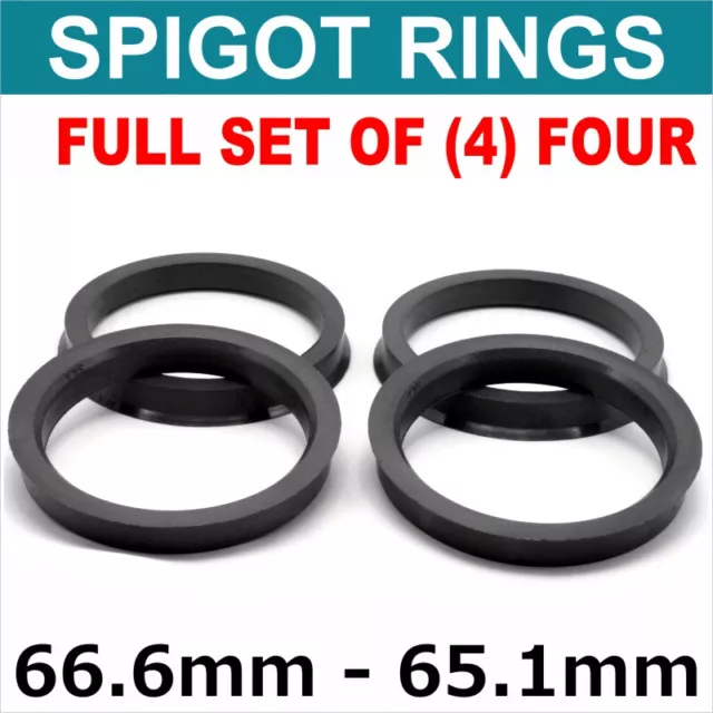 66.6 - 65.1 SET OF 4 SPIGOT RINGS For Alloy Wheel Hub Centric wheel spacer