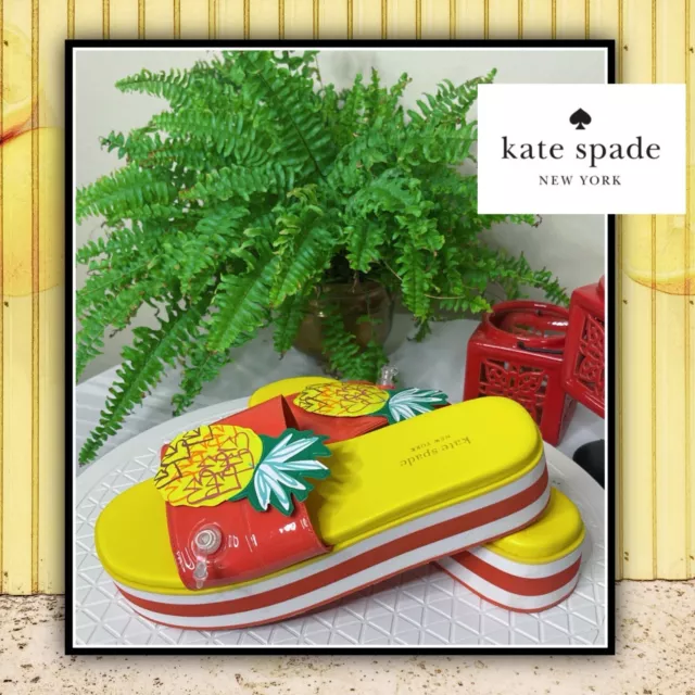 BRAND NEW - Kate Spade Inflatable Limoncello Pineapple Floatie Slides Size 9