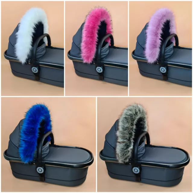 Carrycot Hood Fur Trim Pram Faux Fur Accessories Fits Icandy Peach Baby Cots