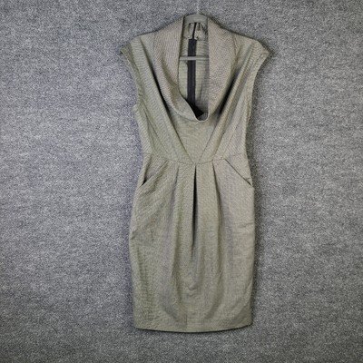 Zara Sheath Dress Women's M Cowl Neck Black White Dotted Cap Sleeve