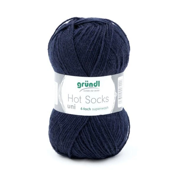 Gründl Wolle Hot Socks uni 50 g marine Handarbeit