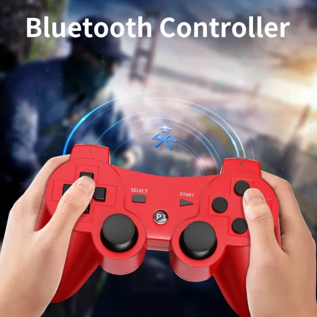 Wireless Bluetooth Video Game Controller Pad For PS3 Playstation 3 Red and blue 3