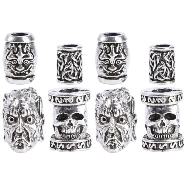 8 Pcs  Retro Viking Beard Beads Hair Braid Rings Dread Locks Metal Cuffs