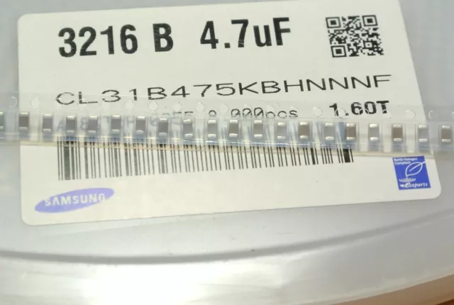 4.7uF 50V X7R 10% SMD 1206 SAMSUNG Capacitors CL31B475KBHNNNF  [QTY=100pcs]