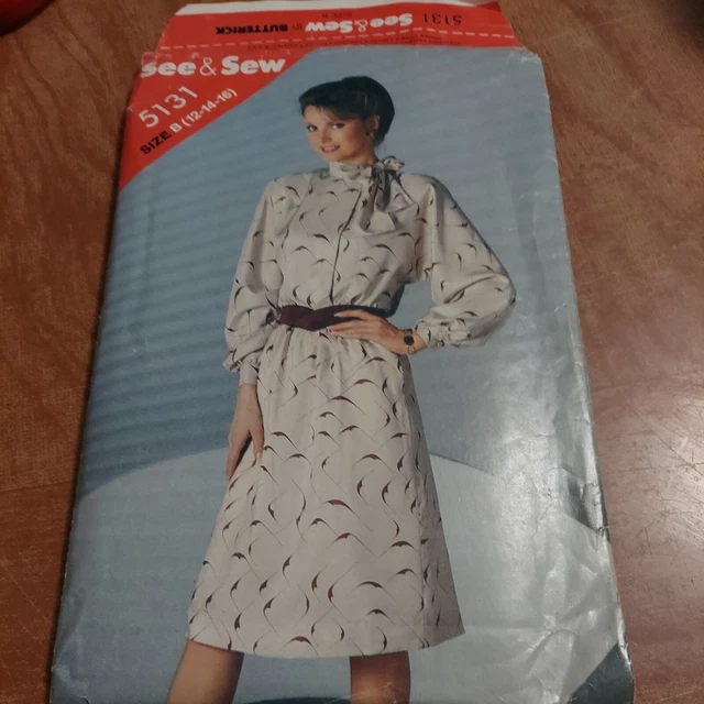 Vintage Butterick SEWING Pattern 5131 Misses See & Sew Loose Fitting Dress UNCUT