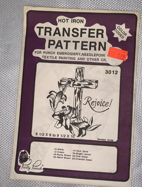 C2 '89 Bonito Punzón Bordado Hierro Codificado Por Colores Patrón De Transferencia 3012 Regocijo