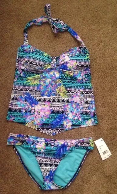Kenneth Cole Halter Apron Scarf Hem Tankini Swimsuit-Small-NWT-MSRP $122