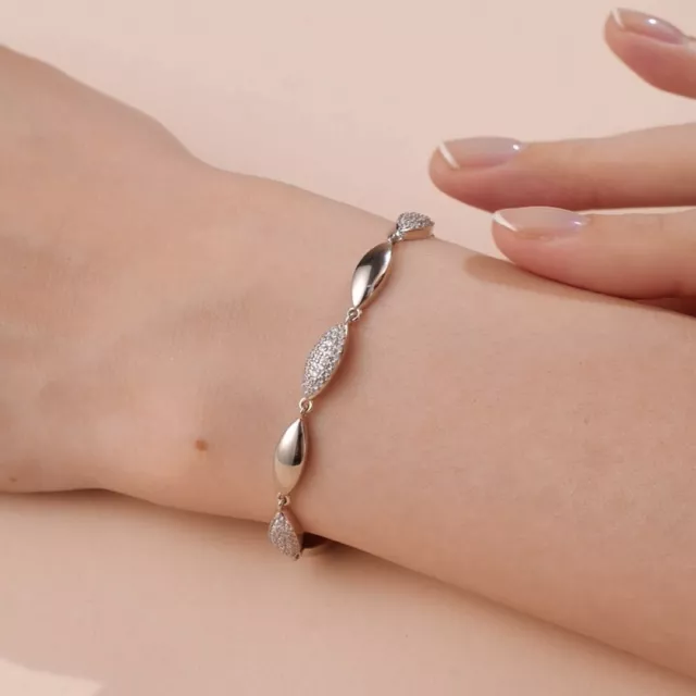 Silver platinum made with SWAROVSKI crystal link chain Spindle tennis bracelet