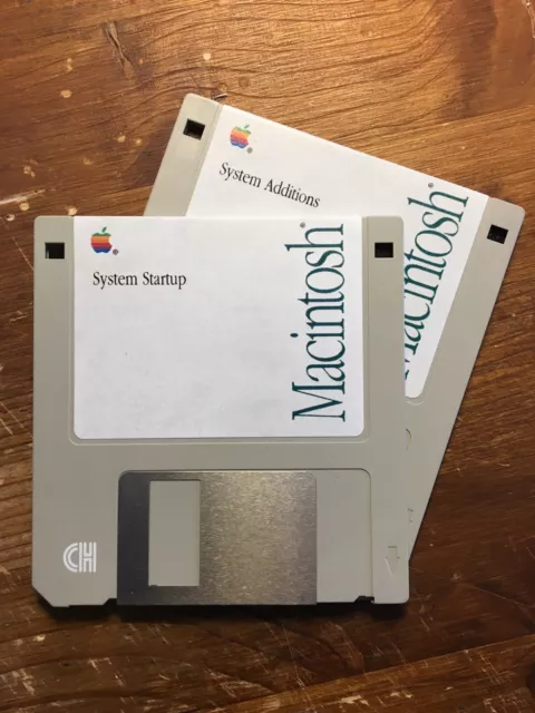 Macintosh  Apple 2x Floppy Disk Classic LC LCII Powerbook100 Boot System 6.0.8L
