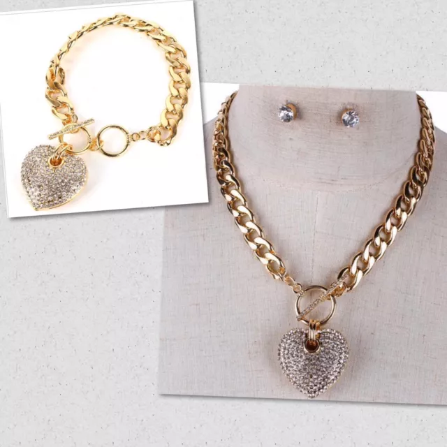 Women Heart Jewelry Set (Necklace & Bracelet)