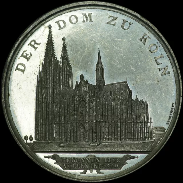 KÖLN: Zinn-Medaille 1880. HEILIGE DREI KÖNIGE - KÖLNER DOM - AUF DIE VOLLENDUNG.