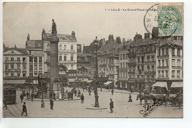 LILLE - Nord - CPA 59 - la grande place, coté gauche