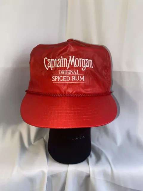 Vintage Captain Morgan Original Spiced Rum Red Nylon Snapback Hat Cap