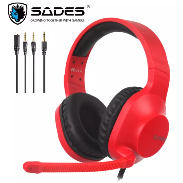 Auriculares para juegos SADES SA721 SPIRITS micrófono con cancelación de ruido Xbox PS4 PC ROJO