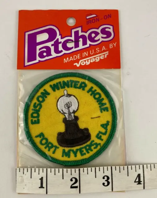 Edison Winter Home Electric Light Bulb Embroidered Patch Fort Meyers Florida