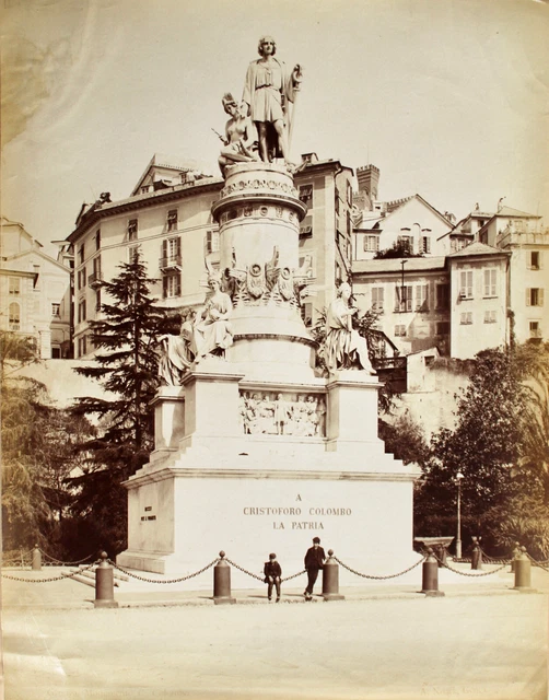 ALFREDO NOACK ca 1875 Original ALBUMEN Photograph COLOMBO MONUMENT Genoa