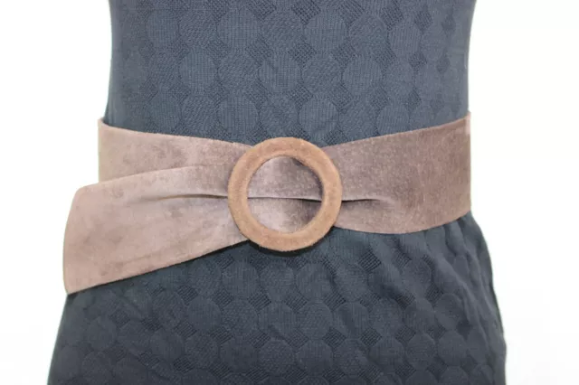 Vintage 70s 80s Fashions by Hugo Wide Suede Leather Waist Sash Brown Belt Size S