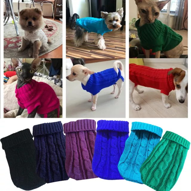 Mascota Perro Cálido Jersey Suéter de Punto Ropa Gato Cachorro Traje Abrigo "