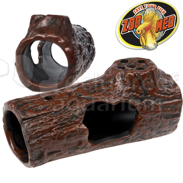 Ceramic Betta Log Mini Fish Hide-Out Small Aquarium Ornament Zoo Med 4.25"